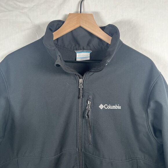 Mens COLUMBIA Black Full Zip Pockets Fleece Lined Jacket Coat US Size L - Picture 2 of 6